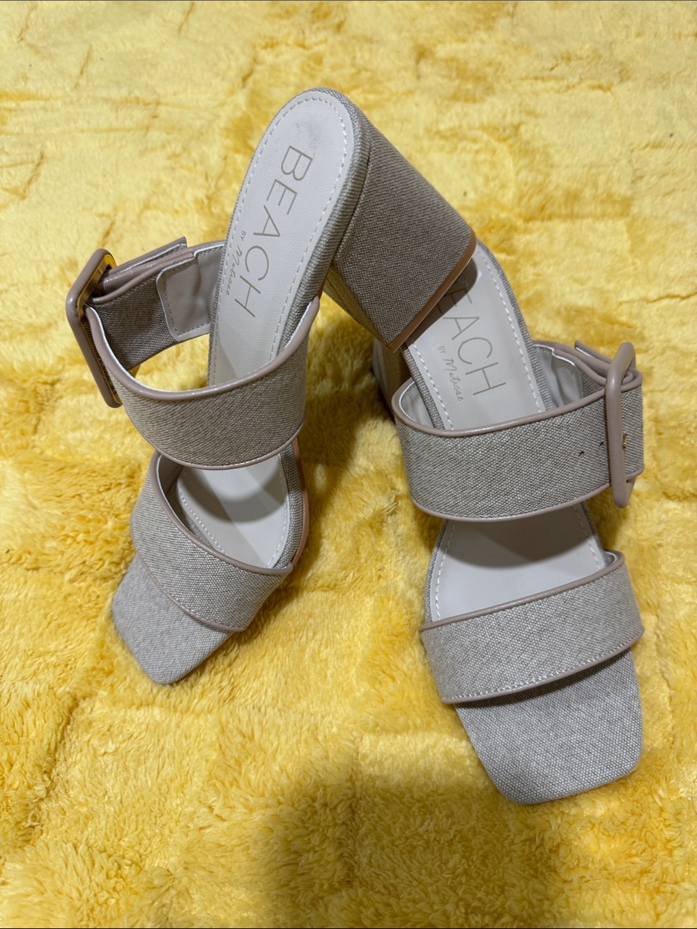 Collection Nude Taupe Buckle Block Heel Sandals by BEACH-Matisse